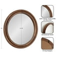 thumbnail image 3 of Kate and Laurel Oman Modern Ribbed Round Wall Mirror, 28 Inch Diameter, Walnut Brown, Framed Circle Bathroom Mirror for Over Sink Home Decor or Fireplace Mantel Mirror, 3 of 8