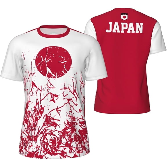 Japan Flag Grain T-Shirt for Running Soccer Tennis Fitness Sports Jerseys Shirts