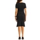 thumbnail image 3 of Conjunto de blusa peplum y falda INSPIRE CHIC para atuendo de negocios de mujer, top de cuello cuadrado, manga corta, falda ajustada de cola de pez, XS, negro, 3 of 6