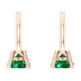 thumbnail image 4 of 0.5 ct Lever-Back Drop Dangle Earrings for Women | 4.0mm Round Cut Simulated Emerald | 14K Rose Gold, 4 of 5