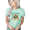 thumbnail image 2 of Autumn Blessing T-Shirt Pumpkins Hayrides Apple Cider Falling Leaves Women Thanksgiving (Mint, 3X Large), 2 of 6