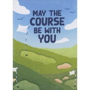 RSVP May the Course Be With You: Golf Green and White Flag Funny Father's Day Card