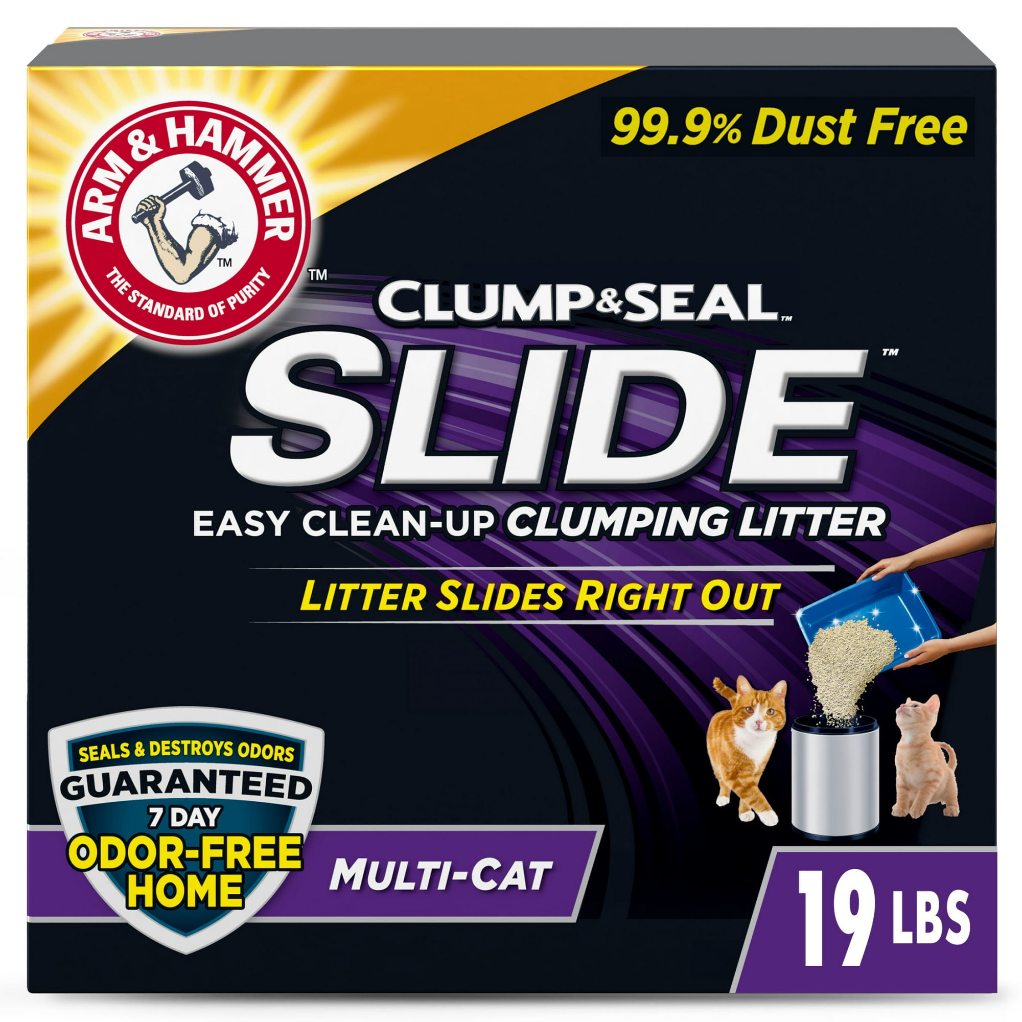 ARM & HAMMER Slide Multi-Cat Clumping Litter, Easy Clean-up Cat Litter, 19 lb