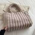thumbnail image 2 of Bolso de mano de felpa bolso casual bolso difuso de moda para otoño invierno (caqui), 2 of 9