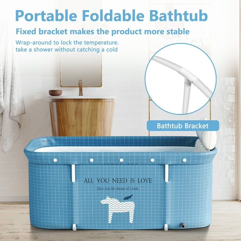 MATHOWAL Portable Bathtub, Foldable Bathtub, Bathtub for Adults, Bathtub  with Water Filling Cushion and Backrest, Suitable for Hot Water Bath and  Ice