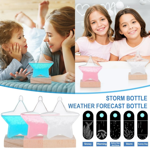 onlyliua para Interior/Exterior Botella de Cristal con Forma de Estrella Pronosticador de Tiempo, Base Barmetro, Decoración Del Hogar y La Oficina, 150 Ml