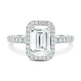 thumbnail image 2 of ESTE ORIGIN 4.00Ct Emerald Cut Lab-Grown Diamond Engagement Ring – Pavé Band, Classic Halo Setting in 10K White Gold for Women US 9.5, 2 of 8