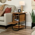 thumbnail image 2 of Sauder Union Plain Prairie Cherry Side Table with Flip Down Door, Prairie Cherry Finish, 2 of 11