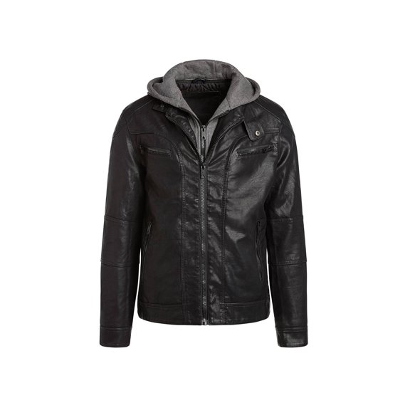 Alta MILJ120 Men's Faux Leather Moto Jacket - Black - Small