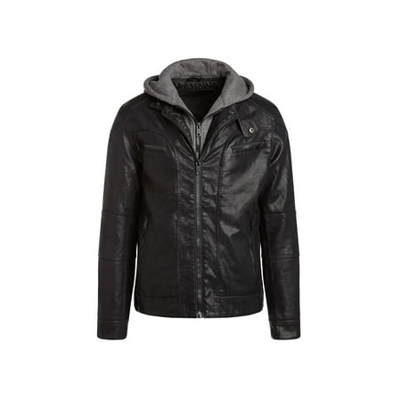 - Alta MILJ120 Men's Faux Leather Moto Jacket - Black