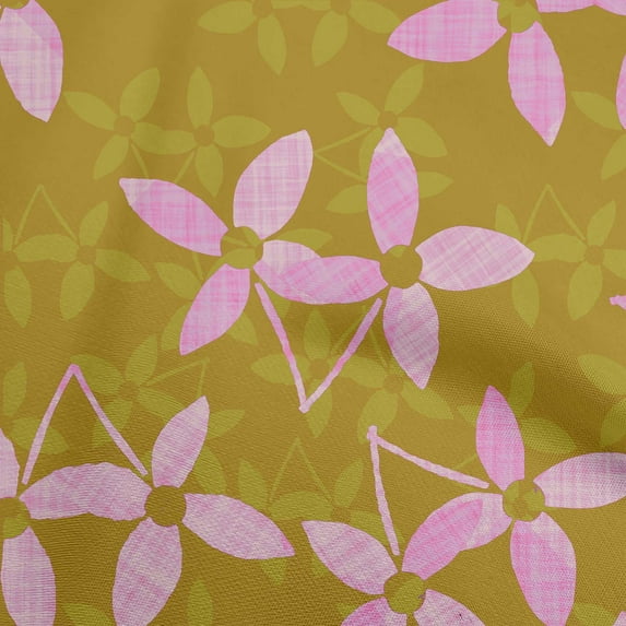 oneOone Silk Tabby Dark Mustard Fabric Asian Block Floral Diy Clothing Quilting Fabric Print Fabric By Yard 42 Inch Wide