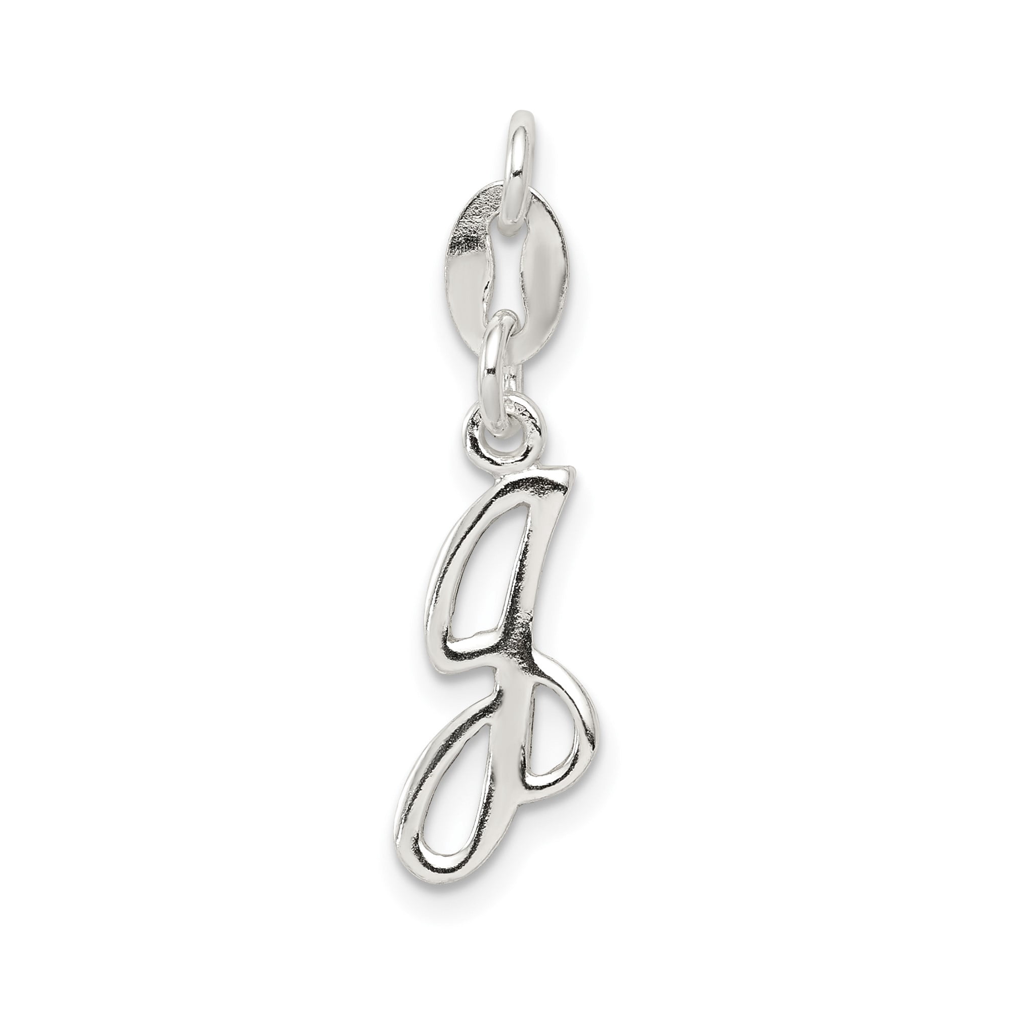 Sterling Silver Script Letter G Pendant for Women or Unisex, Polished Cursive Initial Charm for Necklace or Bracelet, Personalized Monogram Jewelry