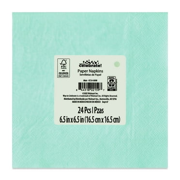 6.5" x 6.5" Disposable Mint Paper Napkins, 24 Count, by Way To Celebrate