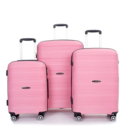 Travelhouse hardshell 3 Piece Set, PP Hard Wheel Suitcase Set with Spinner Wheels, TSA Lock, 20“24”28“