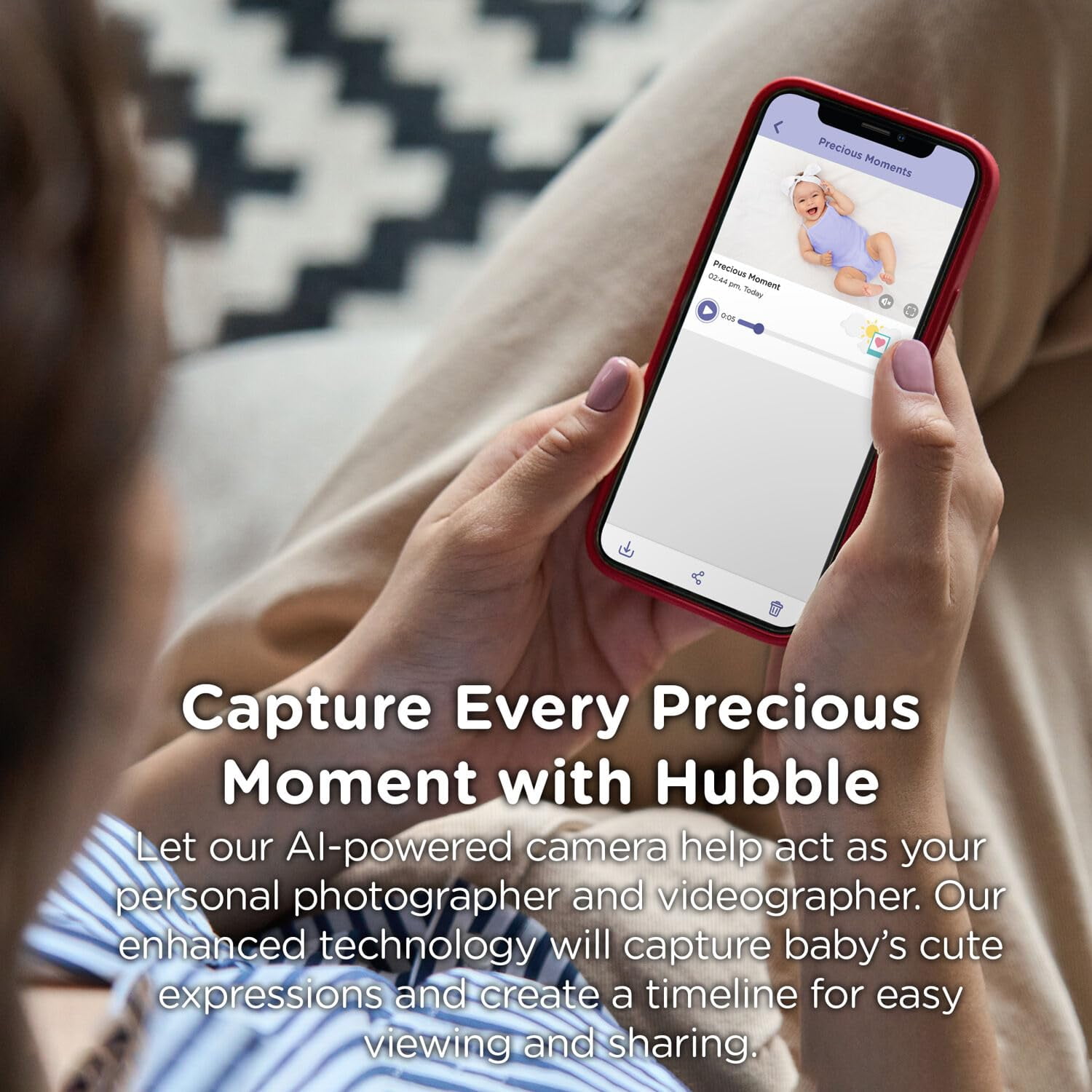 HUBBLE CONNECTED SkyVision AI-Enhanced Smart Camera Baby Monitor with Secure Connection & Crib Mount