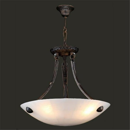 06 Flemish Finish - Pompeii Collection 4 Light Flemish Brass Finish Natural Quartz Bowl Pendant