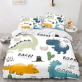 thumbnail image 5 of Juego de cama con funda de dinosaurio 3D, juego de 3 piezas con dibujos de animales, 1 funda de cama, juegos de edredón tamaño queen, 5 of 5