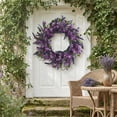 thumbnail image 5 of 21-Inch Large Artificial Forsythia Wreath for Front Door, Purple Spring Summer Floral Wreath for Porch, Wall, Wedding, and Farmhouse Home Decor, Indoor or Outdoor Seasonal Display, 5 of 5