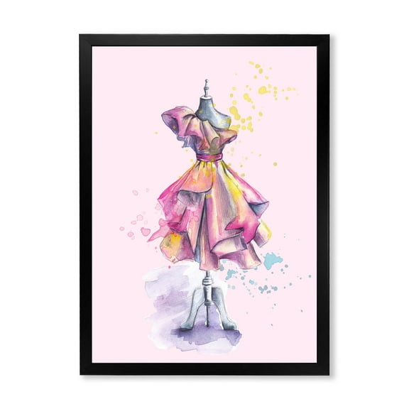 Designart 'Beautiful Purple Dress With Folds On Fashion Mannequin' French Country Framed Art Print