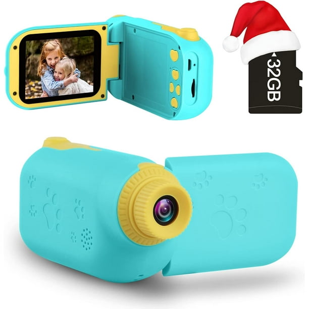 Cámara digital para niños de 3 a 10 años, 1080P, 12 MP, videocámara digital con juegos, regalo para niñas y niños de 3 a 10 años, con tarjeta TF de 32 GB (azul)