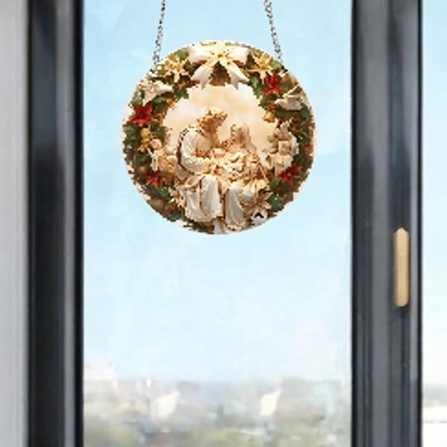Adorno de belén navideño, adorno colgante para de Navidad, regalo religioso , nacimiento de Jesús, colgante de pared para puerta navideña