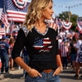 thumbnail image 4 of Trgacdwlo S-5XL 250 Anniversary USA Shirt America Flag V Neck 3/4 Sleeve Patriotic Shirts Memorial Day 1776-2026 4th of July Outfits for Women, 4 of 5