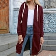thumbnail image 6 of Dwellite Women's Zip Up Hoodies Oversized Fleece Long Tunic Sweatshirts Casual Fall Jacket Coat with Pockets Wine XL, 6 of 6
