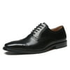 Mens Geniune Mens Dress shoes Leather Oxford Cap Toe Lace Up, Black