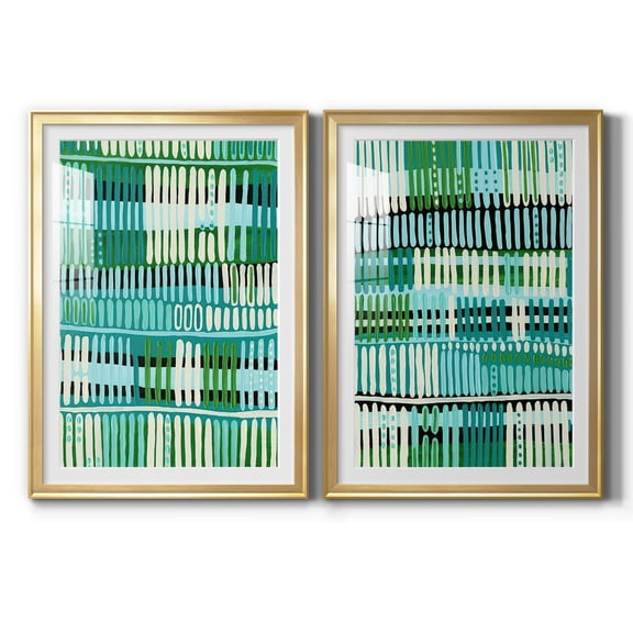 Wexford Home Teal Pattern I Premium Framed Print, 30.5" x 42.5" - Ready to Hang, Gold (Set of 2)