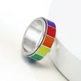 thumbnail image 6 of Rotatable Ring For Men Women Rainbow Gay LGBT Pride Couple Unisex Ring Stainless Steel, 6 of 7