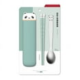 thumbnail image 2 of Portable Chopsticks Flatware Set, Silicone Lightweight Chopstick and Stainless Steel Spoon with Case for Kids Students and Office Lady, Reusable Portable Utensil for Camping,Traveling (Green), 2 of 8