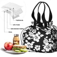 thumbnail image 4 of Pioneer Flower Floral Print Pattern Drawstring Lunch Bag Women - Drawstring Lunch Bag Insulated for Work Office - Stain-Resistant Large Lunchbags for Women with Multi-Pockets, 4 of 6