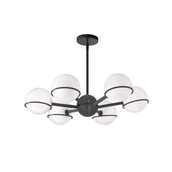 SOF-286C-MB Dainolite Sofia - 6 Light Chandelier In Modern Style-6.25 Inches Tall and 28 Inches Wide-Matte Black Finish