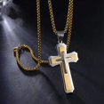 thumbnail image 2 of Fashion Polished Diverse Christian Men and Women Religious Cross Pendant Necklace Stainless Steel 24 Inch Chain, 2 of 4
