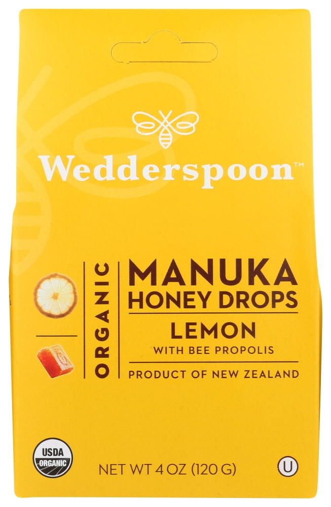 WEDDERSPOON LEMON ORGANIC MANUKA HONEY DROPS, 4 OZ