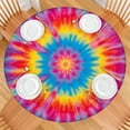 thumbnail image 2 of Colorful Tie Dye Mandala Pattern Round Fitted Tablecloth with Elastic Edge,Dining Table Cover Waterproof,Outdoor Round Tablecloth for Camping,Dining,Indoor and Outdoor, 2 of 7
