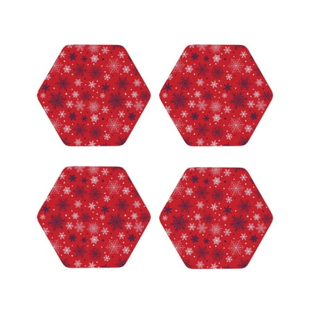 

Tideii Snowflake Symphony for Leather Coasters 4 Pieces Anti-fouling and Anti-scalding Decorative Coasters Suitable for Restaurants Kitchens Coffee Shops-Hexagon