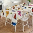 thumbnail image 4 of Cute Butterfly Dragonfly Rectangle Tablecloth, Farmhouse Botanical Floral Beige Waterproof & StainResistant Tablecloth, Washable Oil-proof Table Cover for Dining/Party/Wedding/Buffet 60x120 In, 4 of 9
