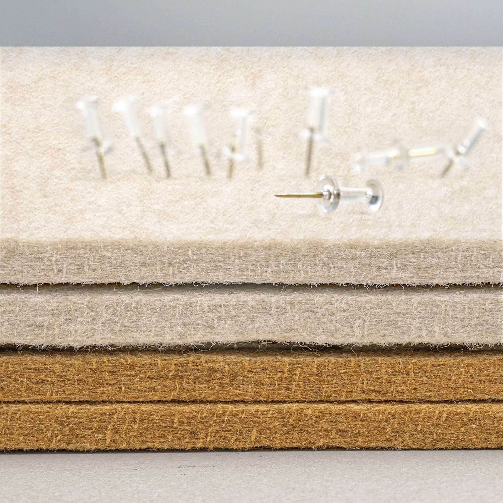 Bulletin Board  24 X 18 Inches Decorative Felt Pin Vision Cork Alternative For Wall Foldable Photo With 20 Pushpins - Oatmeal
