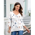 thumbnail image 2 of Zeagoo Women's Blouse 3/4 Length Sleeve V Neck Dressy Floral Tunic Top Soft Lightweight Summer Tees Business Casual Work Tops, 2 of 7