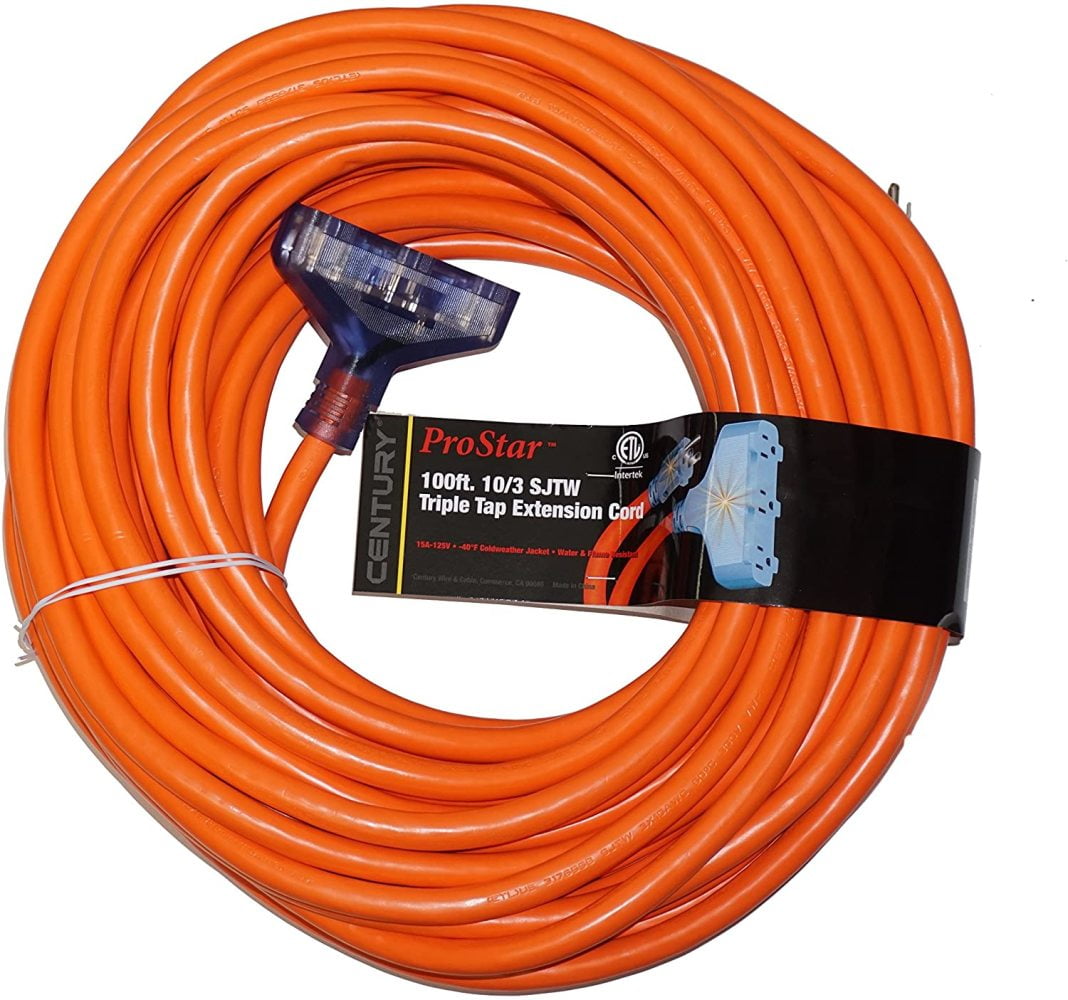 UL Orange Color 10ft 16/3 Triple Tap Extension Cord 