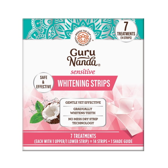 GuruNanda Sensitive Teeth Whitening Strips, 7-Day Treatment, Dry Strip Technology, Gentle on Teeth