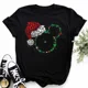 thumbnail image 3 of Camiseta de Mickey Minnie Mouse, camiseta con estampado de sombrero de Navidad, camiseta de moda para mujer, ropa femenina, camiseta Kawaii de Disney, 3 of 4