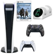 Sony PlayStation 5 Digital GOW Console with Extra Gray Camo Dualsense Controller and Dual Charging Dock
