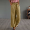 thumbnail image 2 of YABCSAZ Pants for Women Summer Casual Soft Elastic High Waisted Wide Leg Loose Long Pants with Pockets, Plus Size Soild Color Trendy Pants, 2 of 9