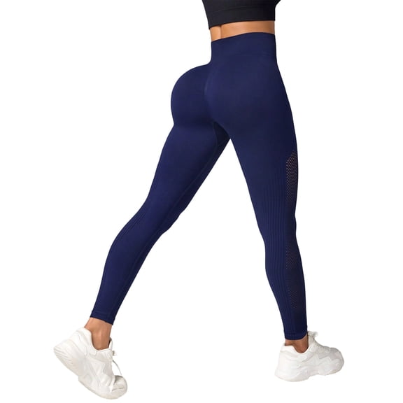 WAYUTE Womens Leggings Tummy Control Non See Through Seamless Push up Solid Color Stretchy Fit Trousers for Gym Fitness S