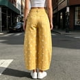 thumbnail image 4 of Tqcoqu Women's High Waist Polka Dot Barrel Jeans,Wide Leg Cropped Denim Pants with Pockets Casual Summer Trousers,Yellow Women's S-XL, 4 of 8