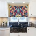 thumbnail image 5 of Yayeee Kitchen Curtains Tier Pair Light Filtering 27"x24" Rod Pocket Short Cafe Window Panel, Blue Vibrant Leaves Pattern, 5 of 7