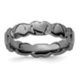 thumbnail image 2 of Auriga 925 Sterling Silver Black-plated Hearts Ring Size- 5 for Women, 2 of 6