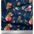 thumbnail image 3 of Soimoi Blue Silk Fabric Leaves & Floral Watercolor Print Fabric by The Yard 42 Inch Wide, 3 of 3